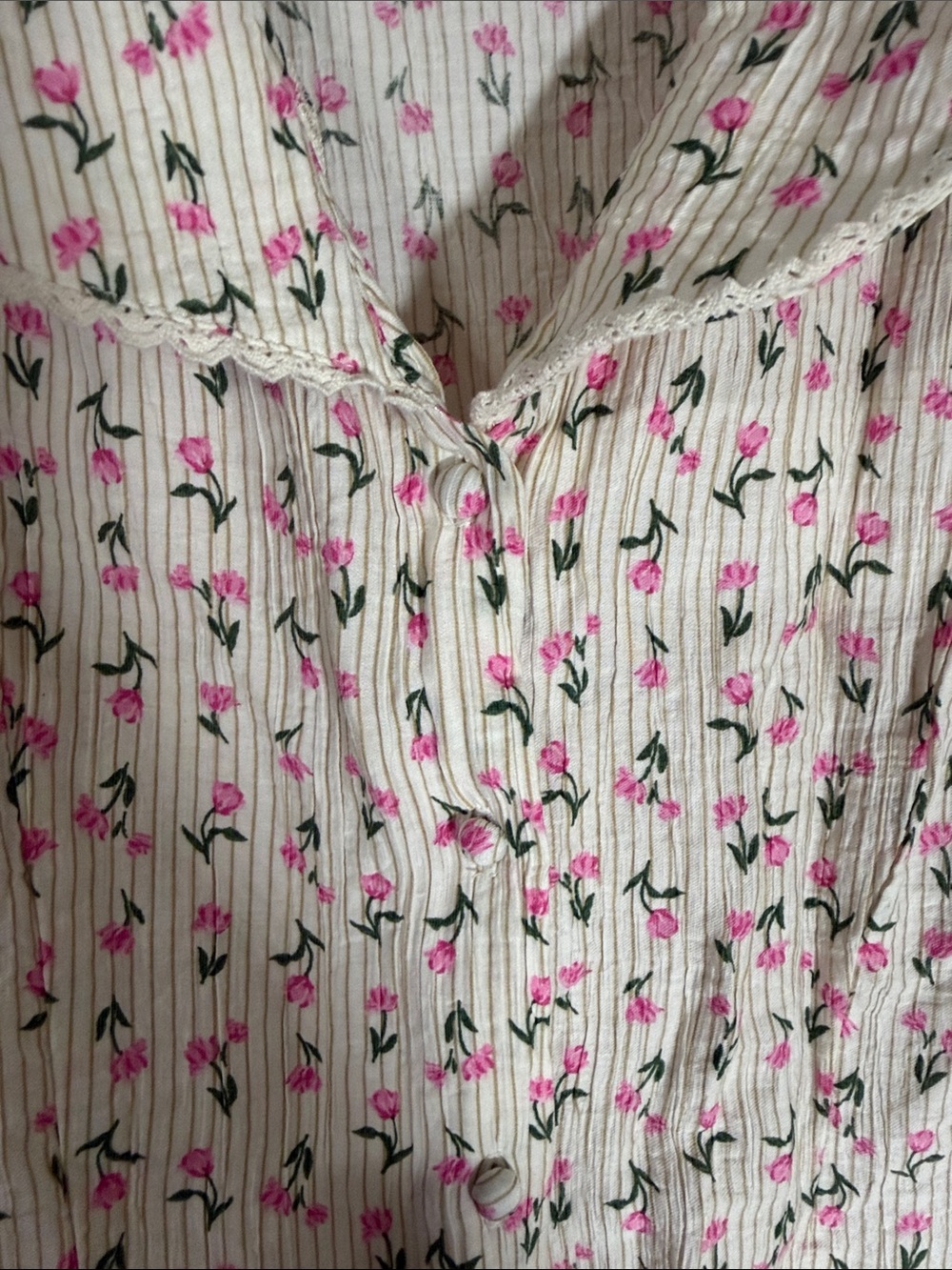 Sienna Sky Floral Cream Puff-Sleeve Button Front Top - Picture 4 of 5